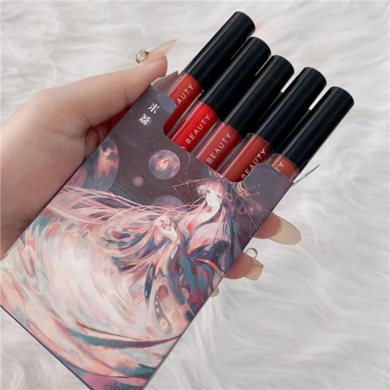 

5pcs Cigarette Case Lipstick Set Matte Velvet Lip Gloss Waterproof Long Lasting Sexy Lip Glaze Non-fading Dropshipping