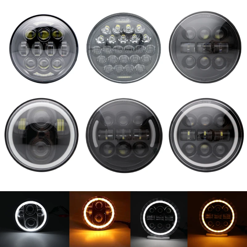 

Фара для мотоцикла 883 Harley Dyna Sportster XL883 XL1200 5,75 дюйма, круглая светодиодная фара в сборе, высокая мощность, с линзой