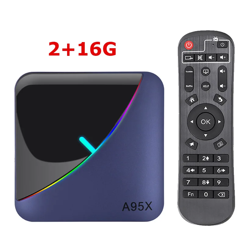2G16G A95X F3 Amlogic S905X3 RGB светильник ТВ приставка Android 9,0 8K 60fps Wifi медиаплеер A95XF3 - Цвет: 2G16G