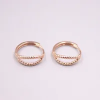 Authentic Soild 18K Rose Gold Ear Ring Geometry Rope Hoop Earrings Women Girl Gift1.43g