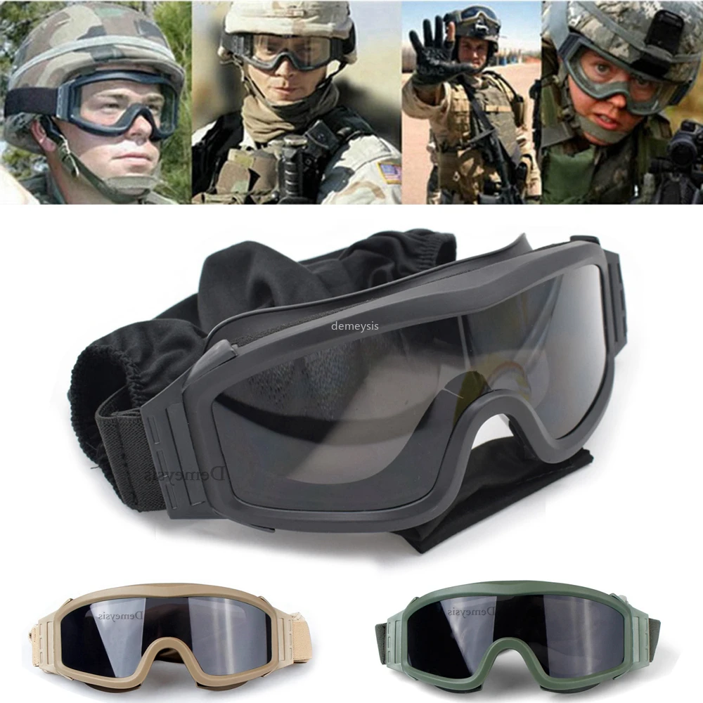 

Tactical Goggles Airsoft Paintball Safety Military Glasses with 3 Interchangeable Lens for Riding Shooting Hunting CS War Game