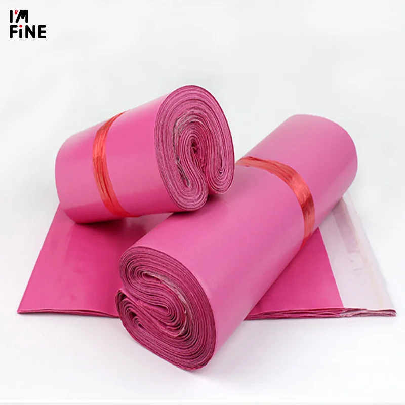 

Deep Pink Poly Mailing Adhesive Envelope Bags Bolsa Gift Packaging Bags Plastic Mailer Pink Garment/Boxes Post Bags