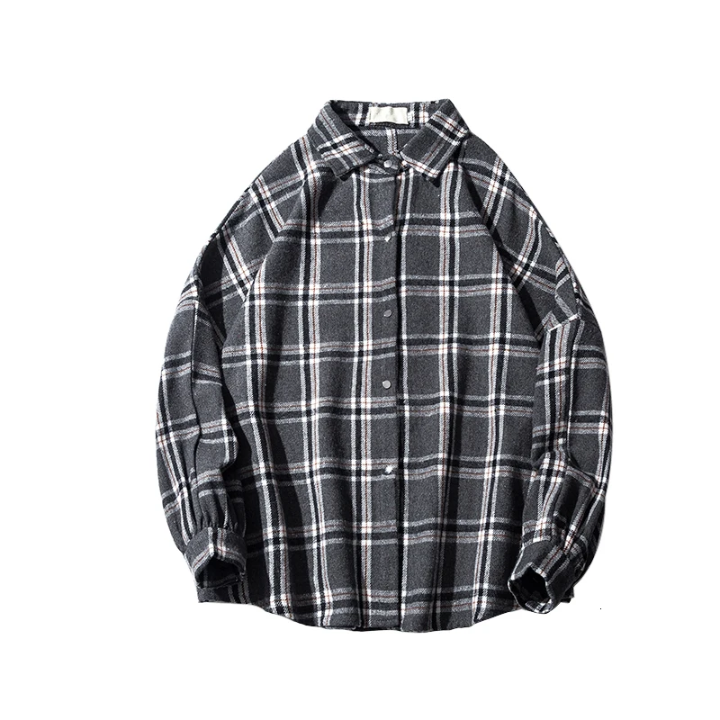 

Winter New Thick Woolen Shirt Men Fashion Retro Casual Woolen Jacket Man Streetwear Wild Loose Long-sleeved Shirt Coat Men M-5XL