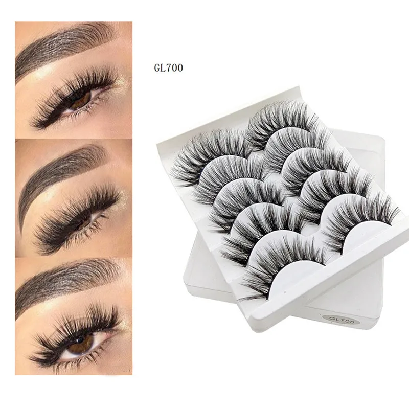 5 пар ручной работы Объемные Накладные ресницы многоразовые норковые волосы