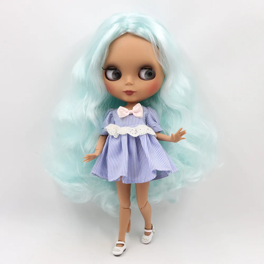 Ледяной DBS Blyth кукольные голубые волосы с темной кожи 1/6 bjd по индивидуальному