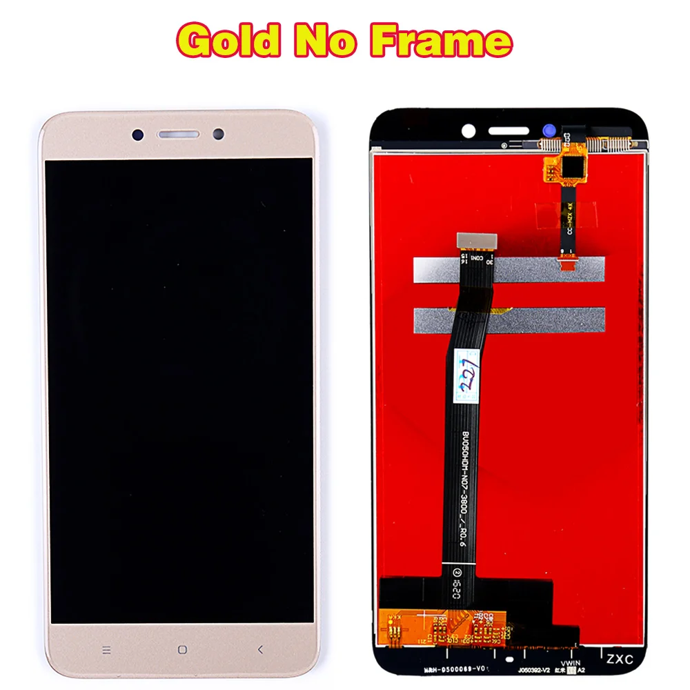 Протестированный ips ЖК-дисплей для Xiaomi Redmi 4X5,0 дюймов кодирующий преобразователь сенсорного экрана в сборе рамка с бесплатными инструментами из закаленного стекла - Цвет: Gold Without Frame
