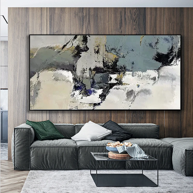 

Modern Paintinghand-painted Banner Black and White Ash Living Room Sofa Backdrop Decorative Painting Abstract Paintings Be Oil