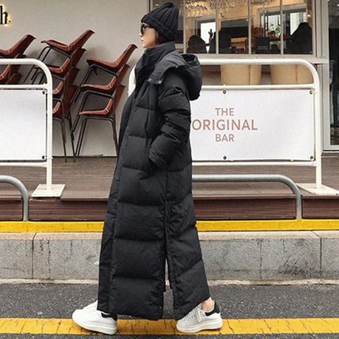 Coat down jacket extra long female - купить недорого | AliExpress