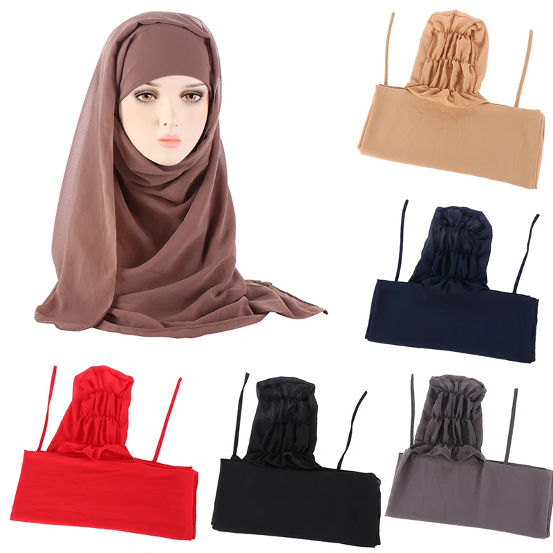 Фото - Мусульманский женский шарф с веревкой, шифоновая шаль, фата, головной убор для телефона, головной убор, головной убор dondup головной убор