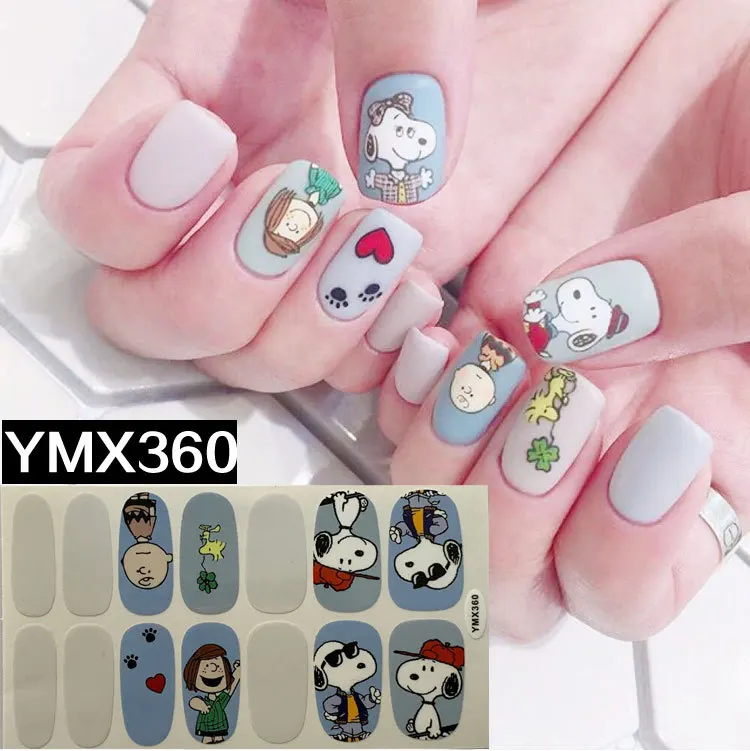 YXM360 14 советы/лист логотип бренда милые животные наклейки для ногтей с узорами полное покрытие самоклеящиеся Стикеры передачи воды Советы Обертывания YMX331-368 - Цвет: YXM360