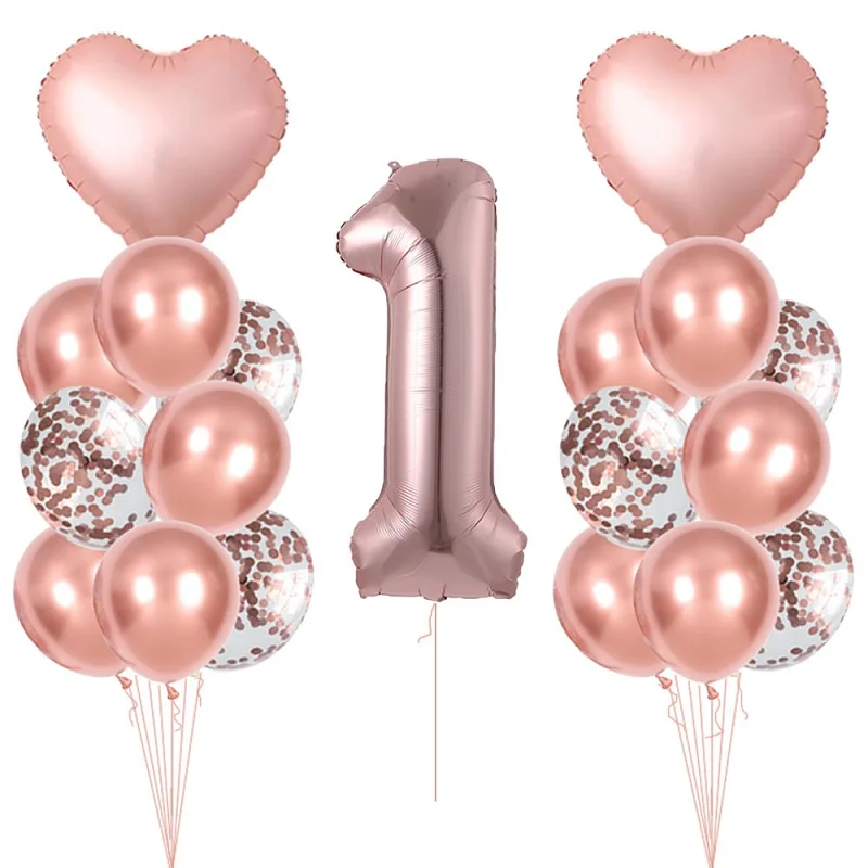 

FX 18/19 шт комплект на день рождения воздушные шары из розового золота количество воздушных шаров 1 для детей возрастом от 2 до 8 лет День рожден...