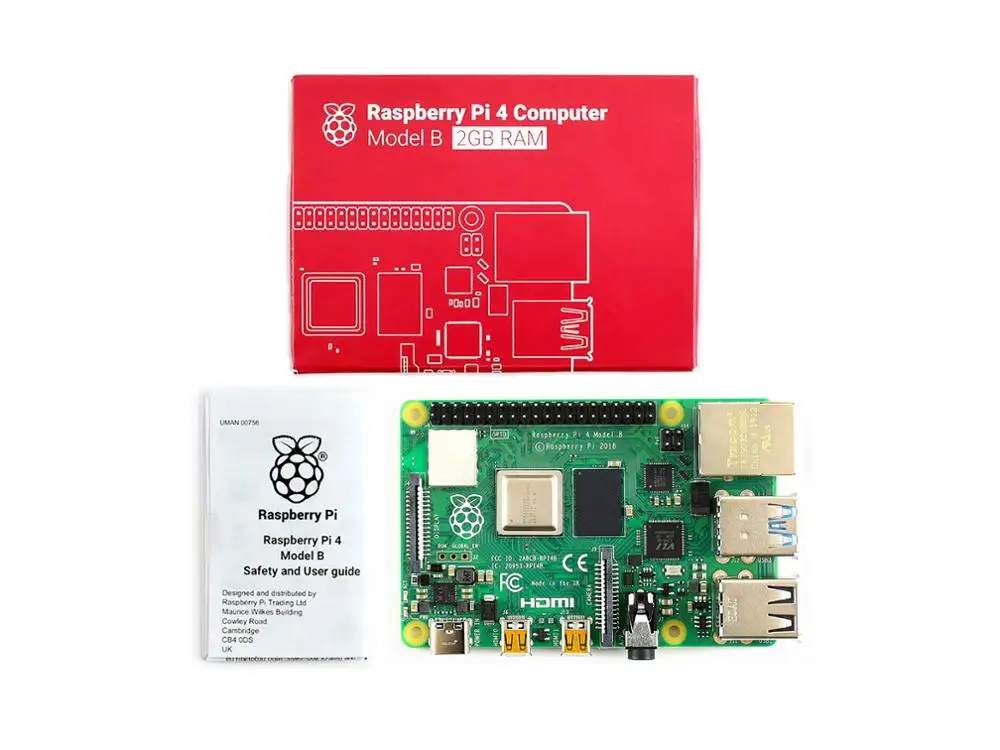 Оригинальный Raspberry Pi 4 Модель B 2 Гб ОЗУ 64 бит 1 5 ГГц четырехъядерный гигабитный