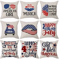 45x45cm 4th of july usa independence day cushion cover home decor american flag cotton linen square pillows cover office sofa