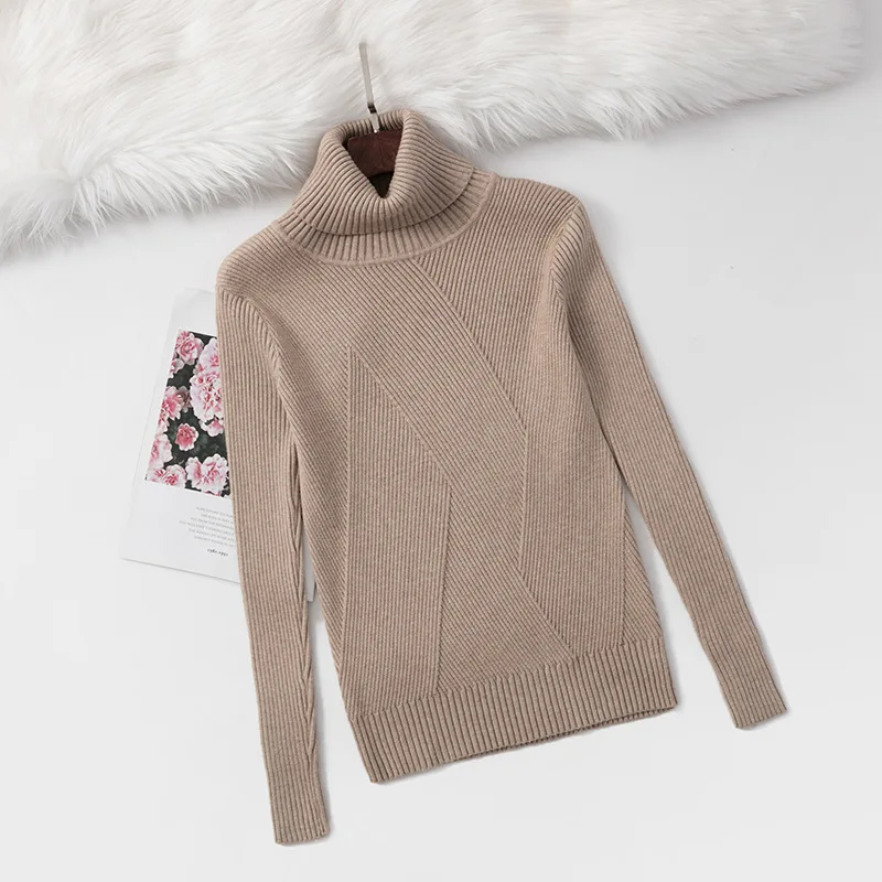 Женский свитер с высоким воротом новинка плотный пуловер джемпер вязаный