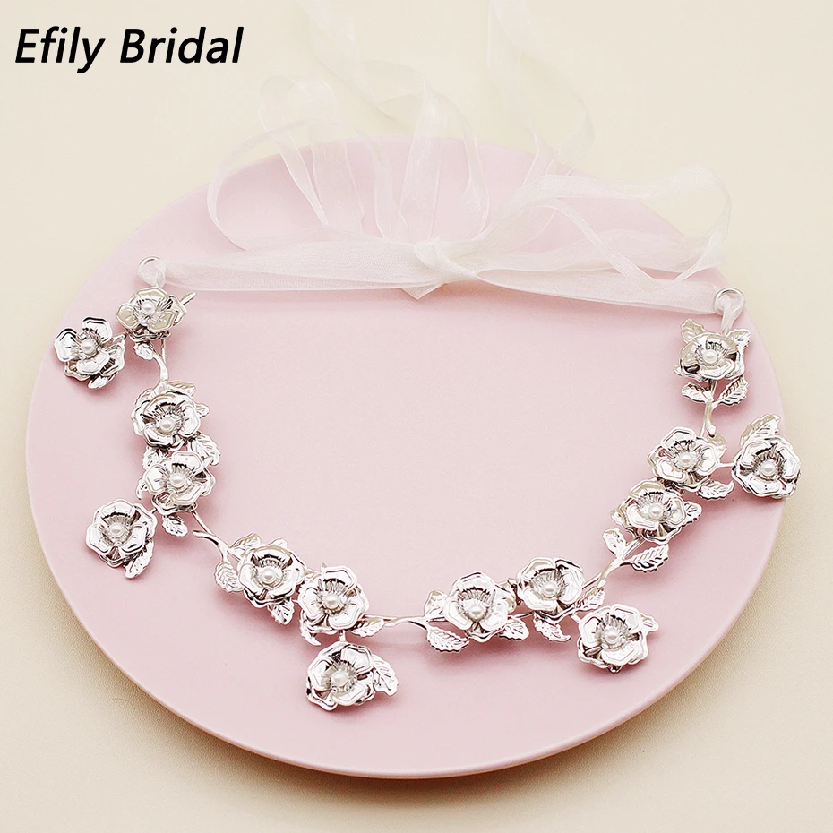 

Efily Flower Pearl Headband for Women Hair Accessories Bridal Wedding Hair Jewelry Party Bride Headpiece Prom Bridesmaid Gift