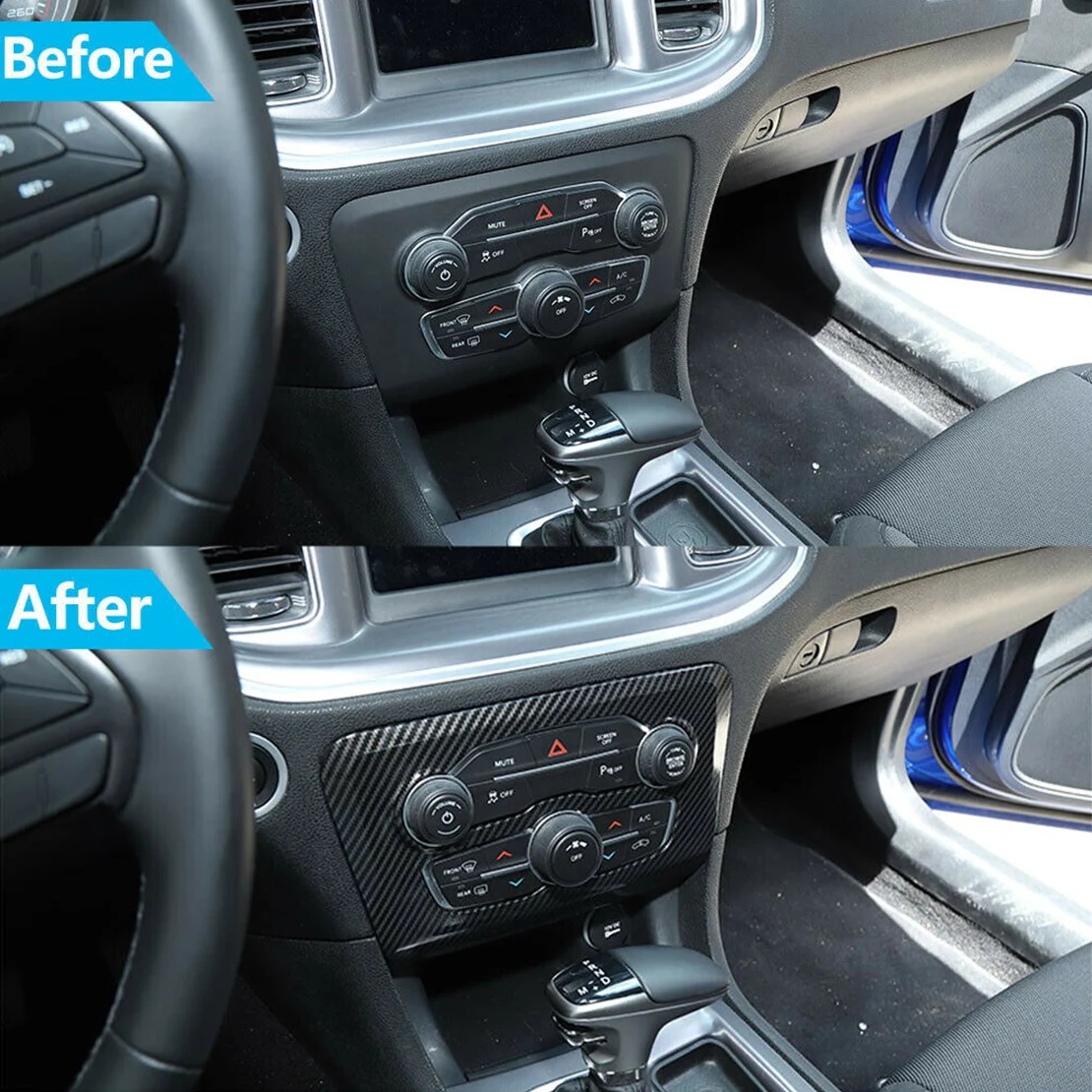 

Car ABS Carbon Fiber Style Central Control A/C Panel Cover Tirm Fit For Dodge Charger 2015 2016 2017 2018 2019 2020
