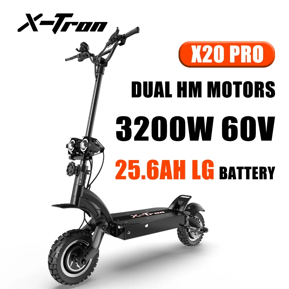 

EU STOCK X-Tron X20Pro Powerful Electric Scooter 60V 3200W 25.6Ah 75km/H Folding Dual Motor EScooter for Adults NO VAT