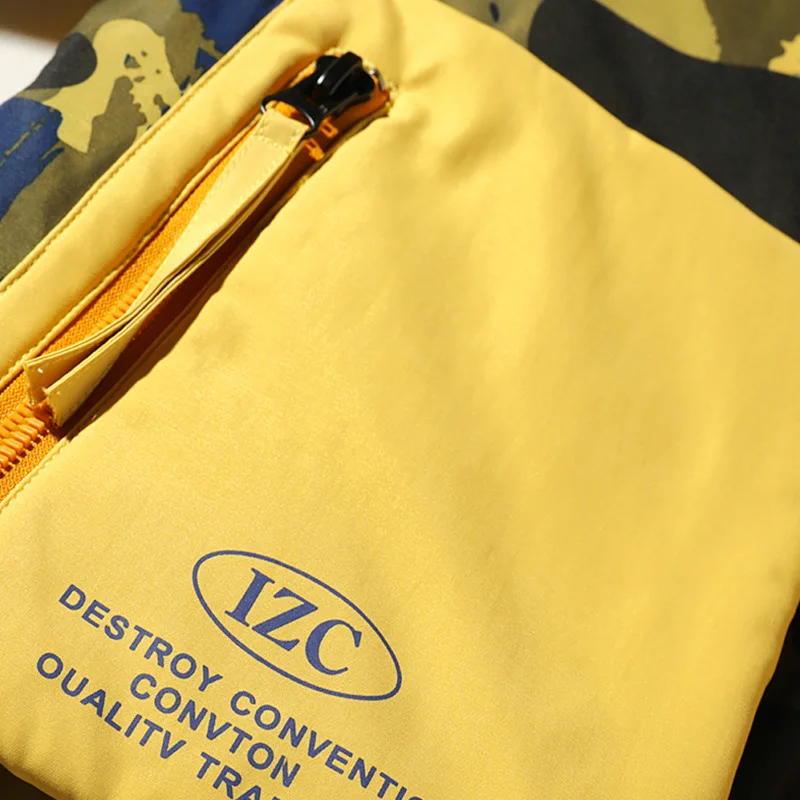 Камуфляжный мужской пуховик Зимний хип-хоп пэтчворк толстый зимний канадский