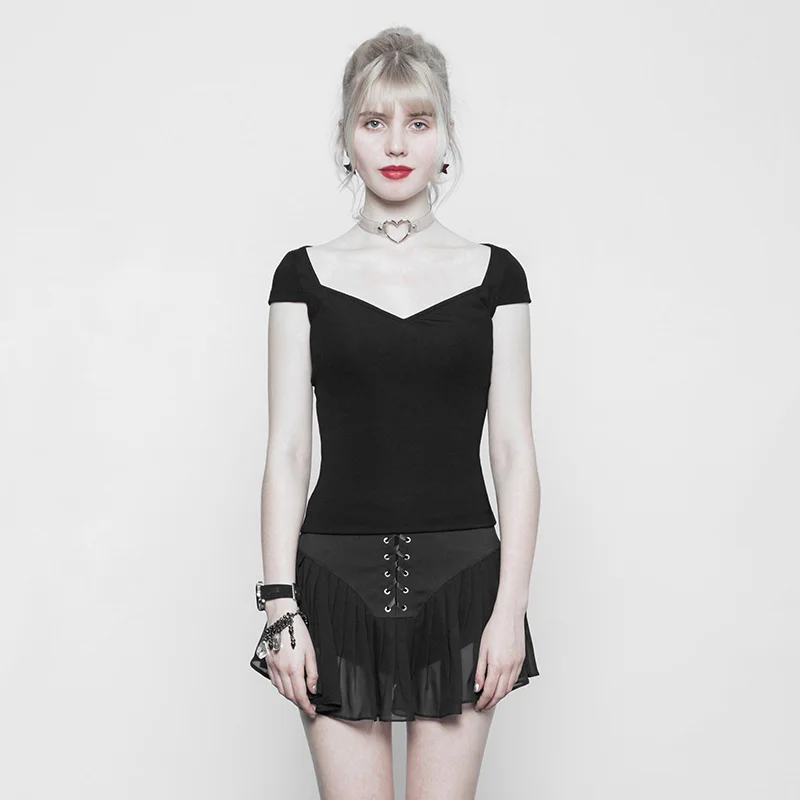 Женская облегающая вязаная блузка в стиле панк с большим воротником вечерняя