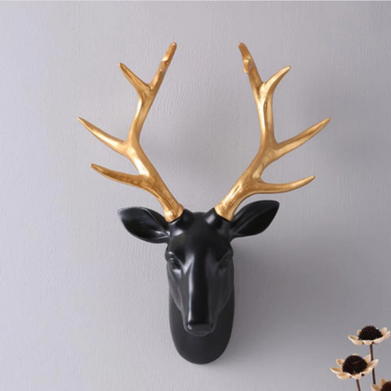 Европейский стиль черный и белый имитация головы оленя скульптура Висячие