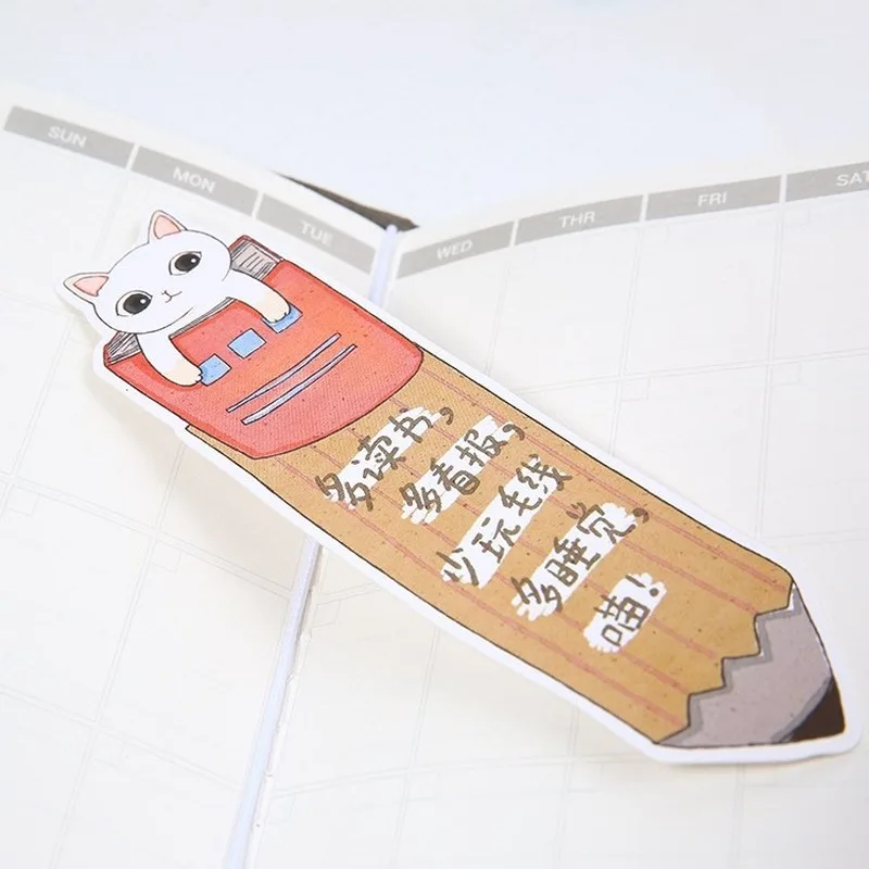 

30pcs/lot Cute Funny Cat Shaped Paper Bookmark Gift Stationery Film Bookmarks Book Holder Message Card School Supplies