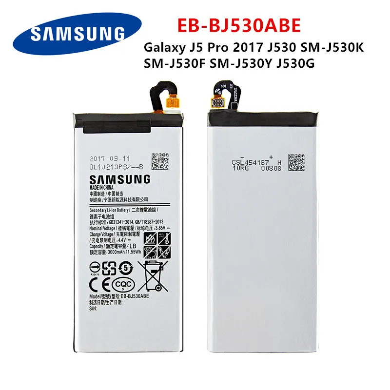 SAMSUNG Orginal EB-BJ530ABE 3000mAh Battery For Samsung Galaxy J5 Pro 2017 J530 SM-J530K SM-J530F SM