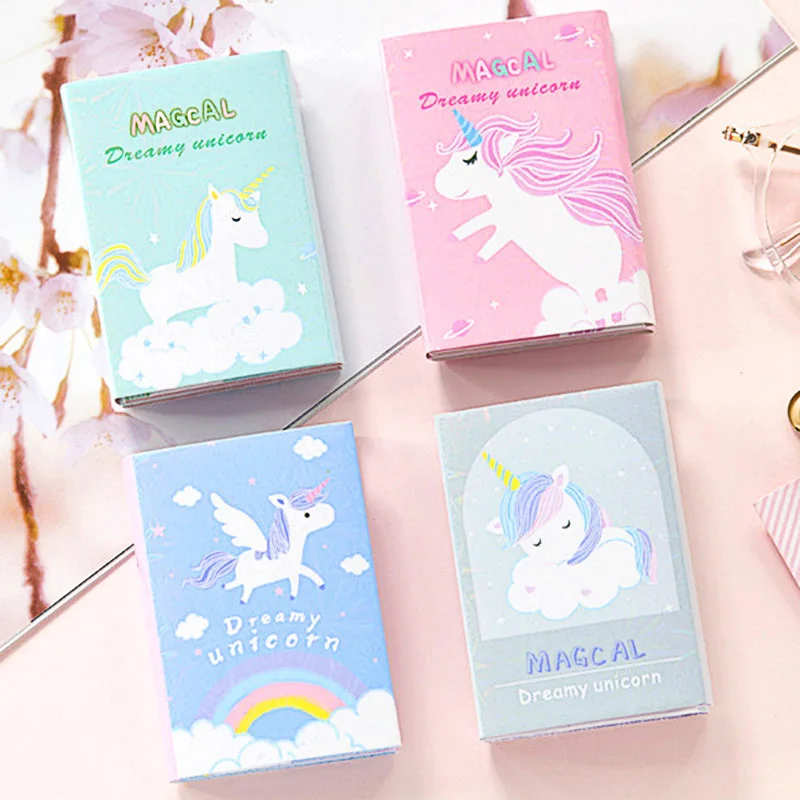 Милые Складные Липкие заметки Kawaii Единорог блокноты Написание наклейки для