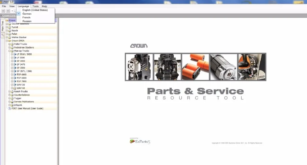 Инструменты для ремонта деталей Crown Parts & Service PSRT V12.2020 R518 EU US EMEA никогда не