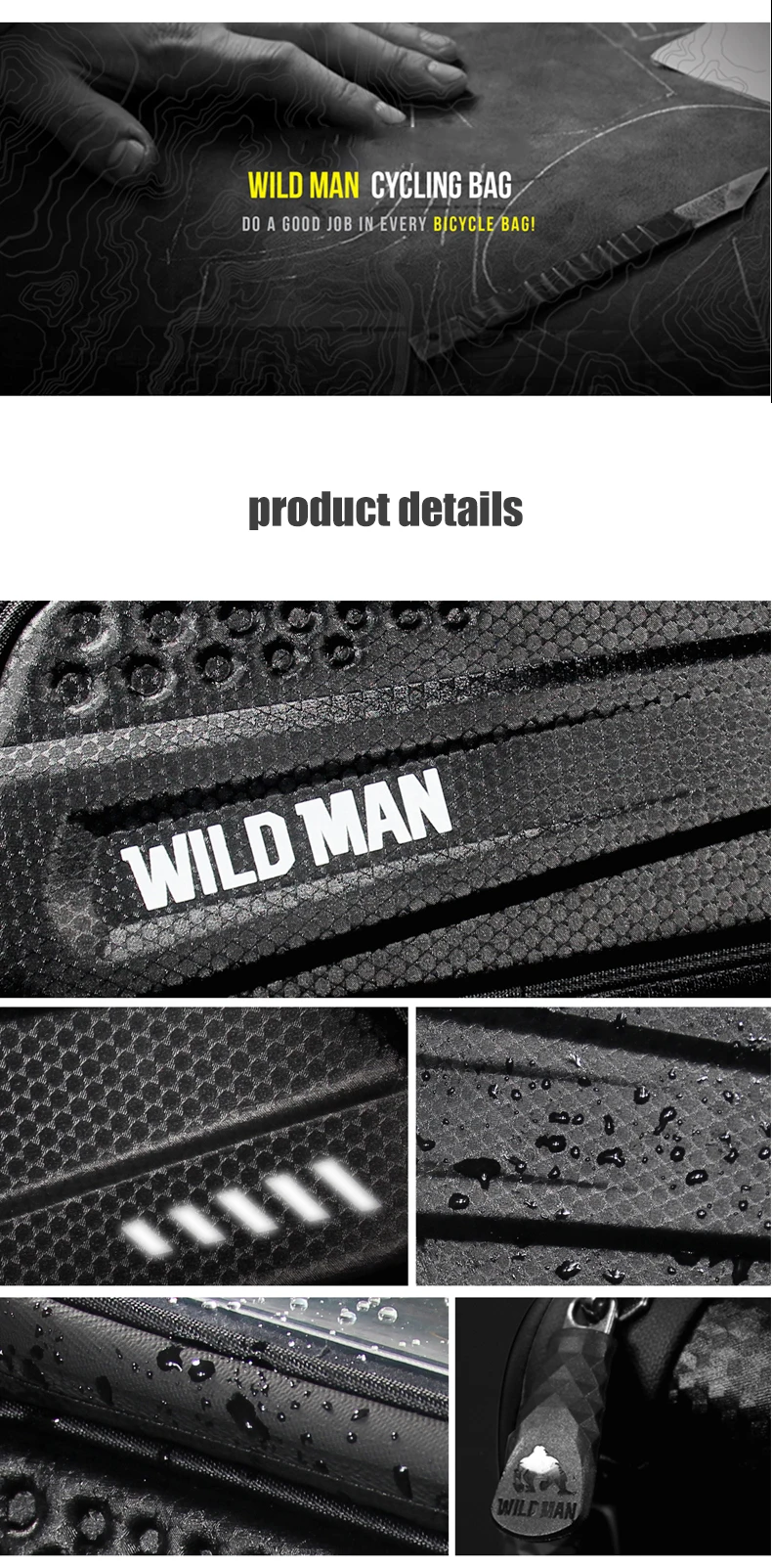 Сумка для велосипеда WILD MAN, жесткая оболочка 6,", светоотражающая, непромокаемая, с сенсорным экраном, чехол для телефона, сумка для велосипеда, топ, сумка-труба, аксессуары для велоспорта