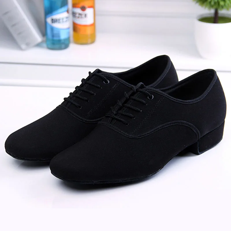 Мужские туфли оксфорды для латиноамериканских танцев черные на каблуке 3 см