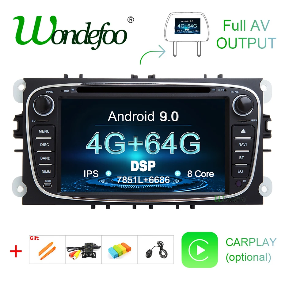 DSP ips Android 9,0 64G 2 din автомобильный DVD для FORD focus Mondeo S-MAX C-MAX Galaxy kuga мультимедийный плеер gps Радио стерео Авто audi