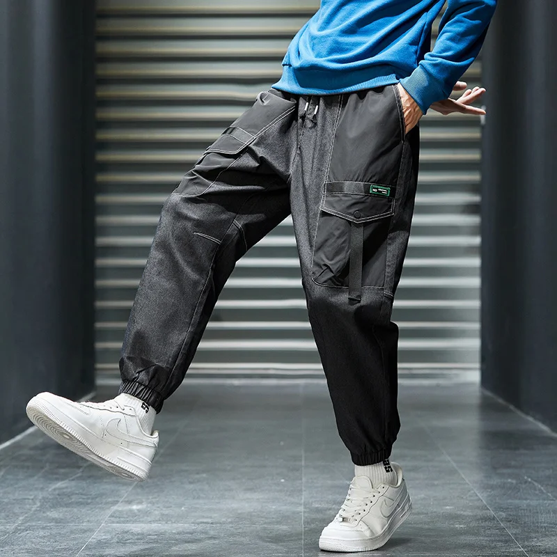 

Men Casual Autumn Winter Loose Sweatpants Solid Color Elastic Waist Male Pants Plus Size M-4XL Sports Running Loose Cargo Pants