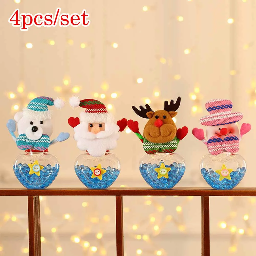 

4PCS Christmas Candy Jar Storage Bottle Santa Snowman Doll Bag Sweet Gift Bottle Gift Bag Christmas Decorations For Home