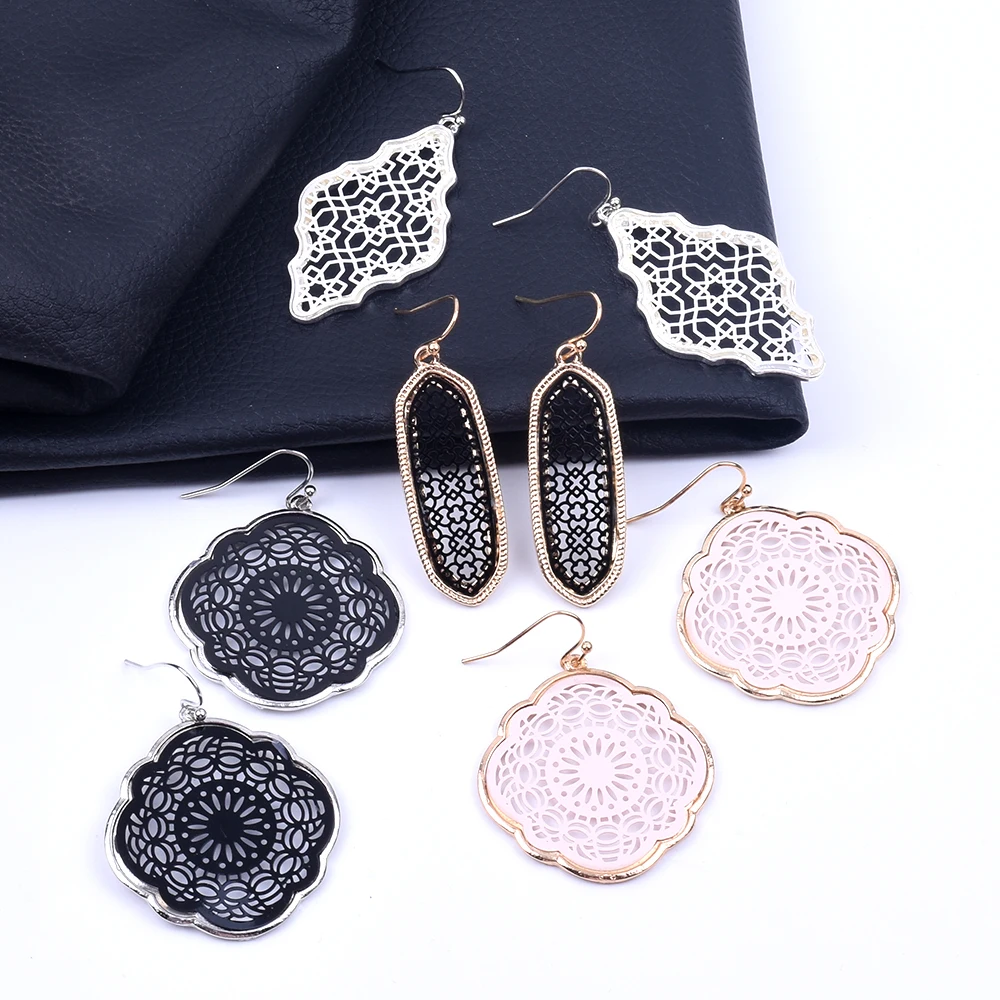 Золотые шелковые филигранные двухцветные полые серьги в форме капли 2019