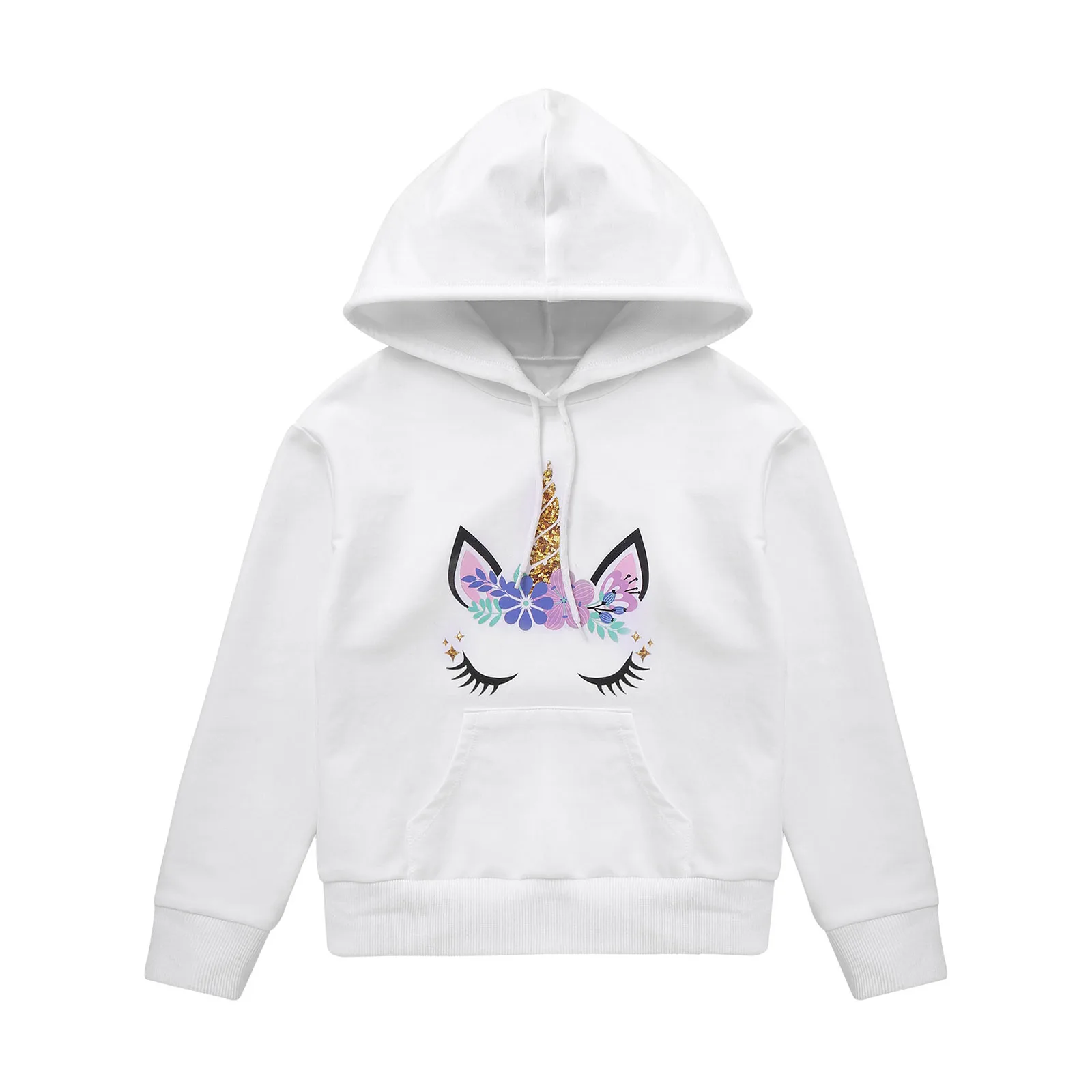 

Весенняя Детская толстовка с длинным рукавом для девочек, стильная толстовка с регулируемым шнурком и милым мультяшным принтом и карманами...