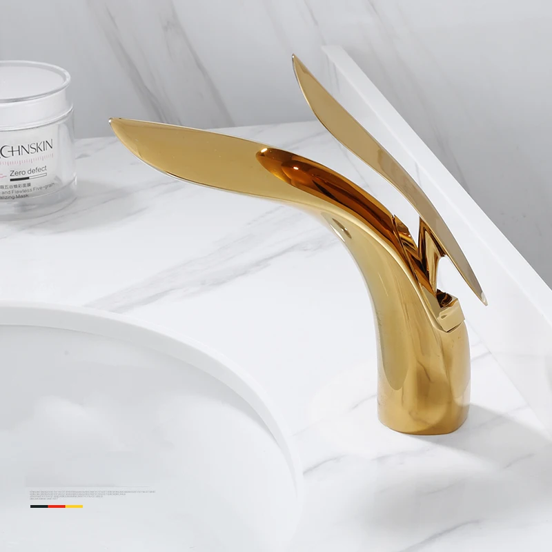 gold polish Латунный Смеситель для раковины, Золотой полированный/черный/белый/хром, смеситель для раковины, кран для горячей и холодной воды - Цвет: gold polish
