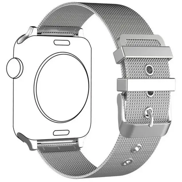 Silver 42 мм 38 мм Миланская Петля из нержавеющей стали для Apple Watch Band 5 4 40 мм 44 мм металлический сетчатый ремешок для iWatch 3 2 1 - Цвет ремешка: Silver