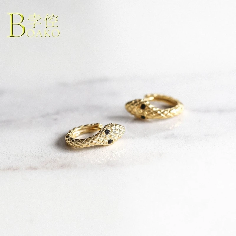 

Real 925 Silver Earrings For Women Gold Snake Earrings Gothic Girl Gift Cartilage Piercing Earring Punk Female Animal aretes B5