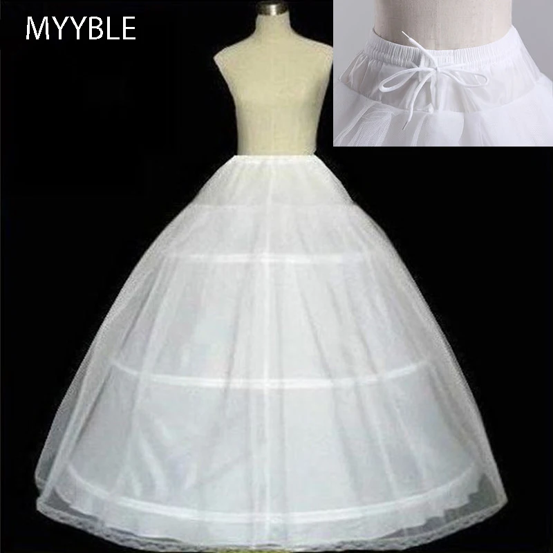 MYYBLE High Quality White 3 Hoops A-Line Petticoat Crinoline Slip Underskirt For Ball Gown Wedding Dress Free Shipping In Stock