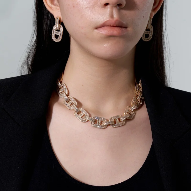 ?? タイムレス不思議見事なジルコニア豚鼻ステートメントネックレス女性宝飾デザイナートップファンシーインbontique滑走路レア3465