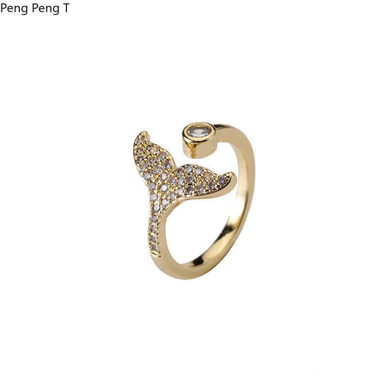 Женское кольцо на указательный палец стильное Открытое с хвостом русалки 2021 |