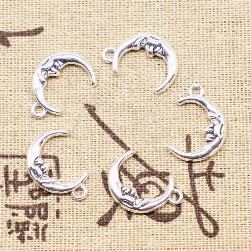 

Craft For Jewelry Findings Components 5pcs 15x21mm Antique Silver Color Moon Charms
