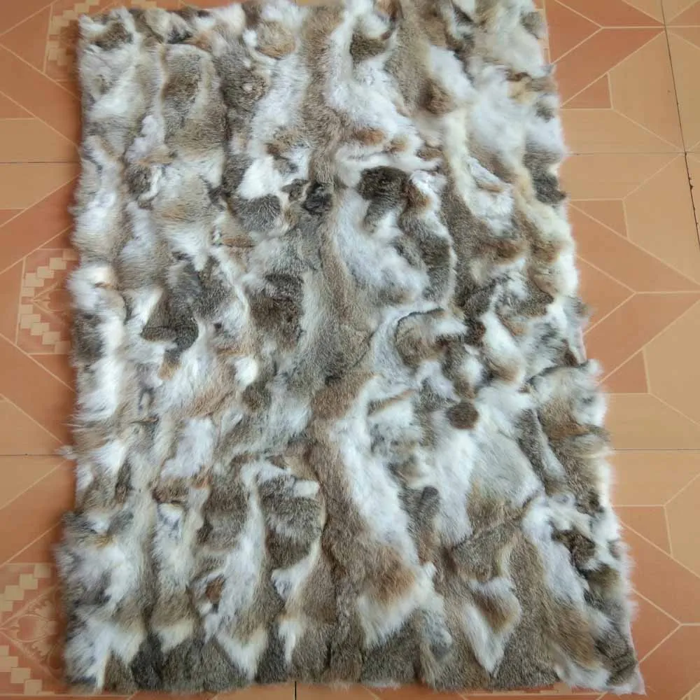 Натуральная Лоскутная тарелка из кроличьего меха настоящий ковер одеяло