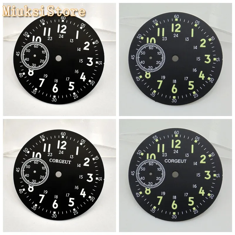 

Стерильный светящийся черный циферблат corgтело 39 мм подходит для ETA 6497 или Sea gull st36 часы с механизмом