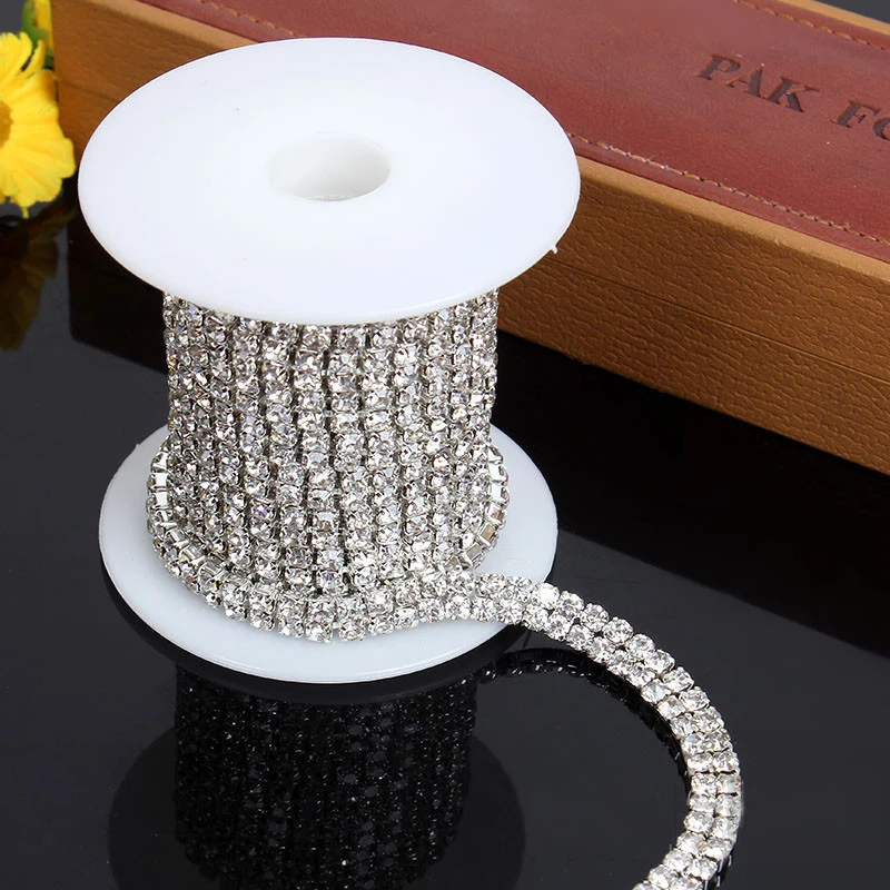 

Prajna Silver Strass Rhinestones Two Rows Crystal Rhinestones Sewn For Clothes Crystal Rhinestones Needlework Crafts For Jewelry