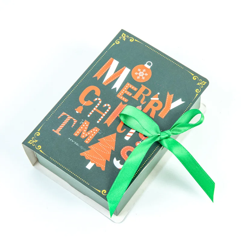 

5Pcs Book Shape Merry Christmas Candy Boxes Bags Santa Claus Favor Gift Box Happy New Year Chocolate Candy Box Party Supplies
