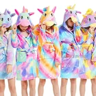 Детский банный халат с капюшоном и единорогом, детский ночной банный халат, Kigurumi, одежда для сна с животными для девочек и мальчиков, банные халаты