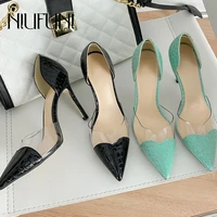 pointed pvc transparent stiletto high heels womens shoes pumps stone pattern slip on simple summer sandals elegant dress slides