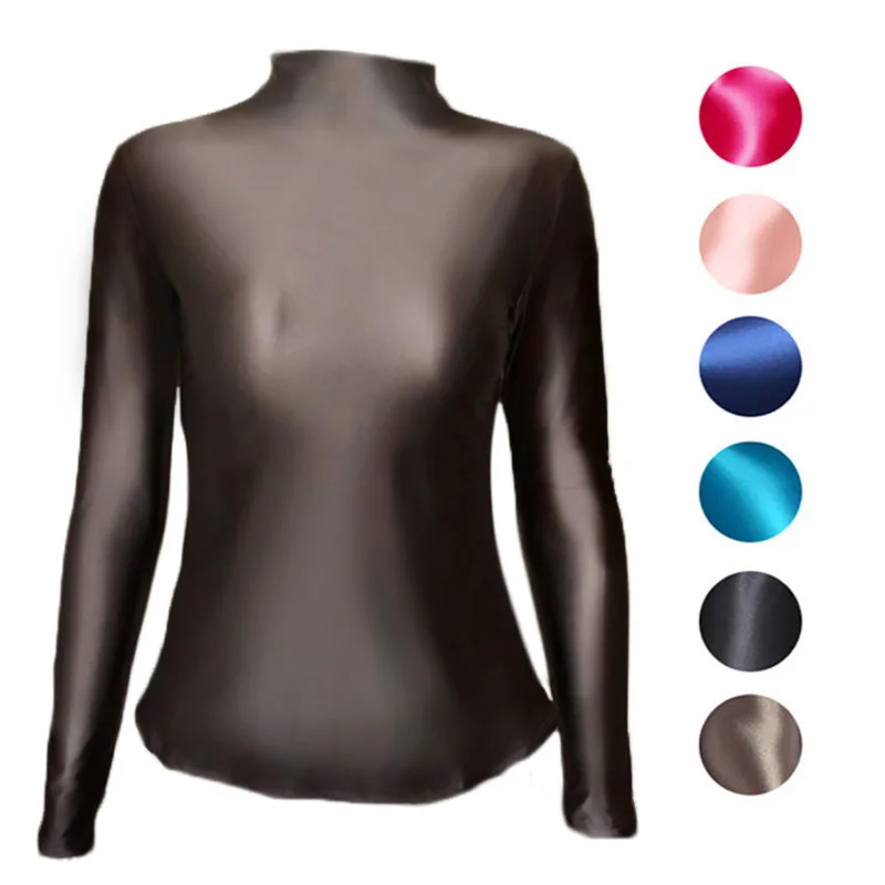 

XCKNY glossy sexy long sleeve high neck sports casual clothes Japan slim swimming hot spring smooth sexy swimsuit 2XL