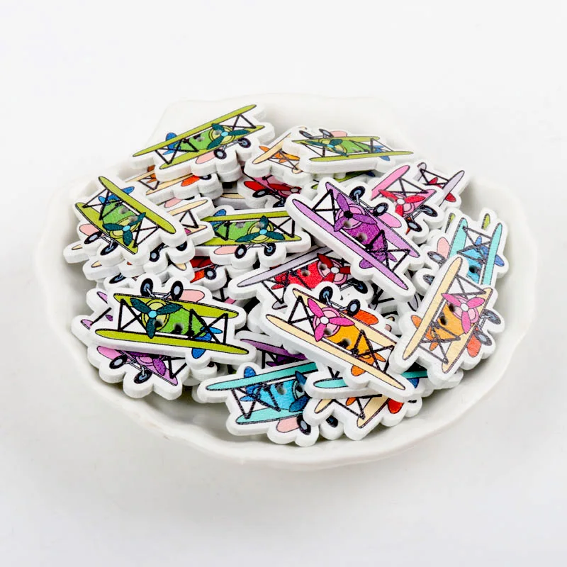 Многоцветный с изображением самолетов деревянные пуговицы для шитья ручной